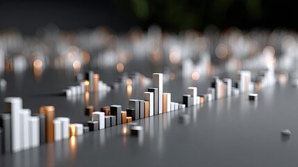 Colorful bar chart with glowing neon lights creates a dynamic visual for audio waveforms against a dark backdrop, showcasing digital curves