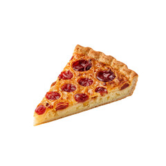 Slice of pepperoni pizza on a white background  