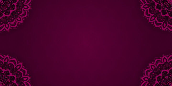 Creative mandala shape decorative background – Abstract banner design with floral pattern and gradient line – Modern minimalistic glowing vector for poster art seminar festival business presentation - Powered by Adobe