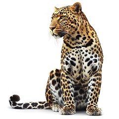 Obraz premium A regal leopard gazes with a majestic presence, exhibiting a unique spotted pattern