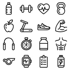 Collection of fitness and exercise related icons