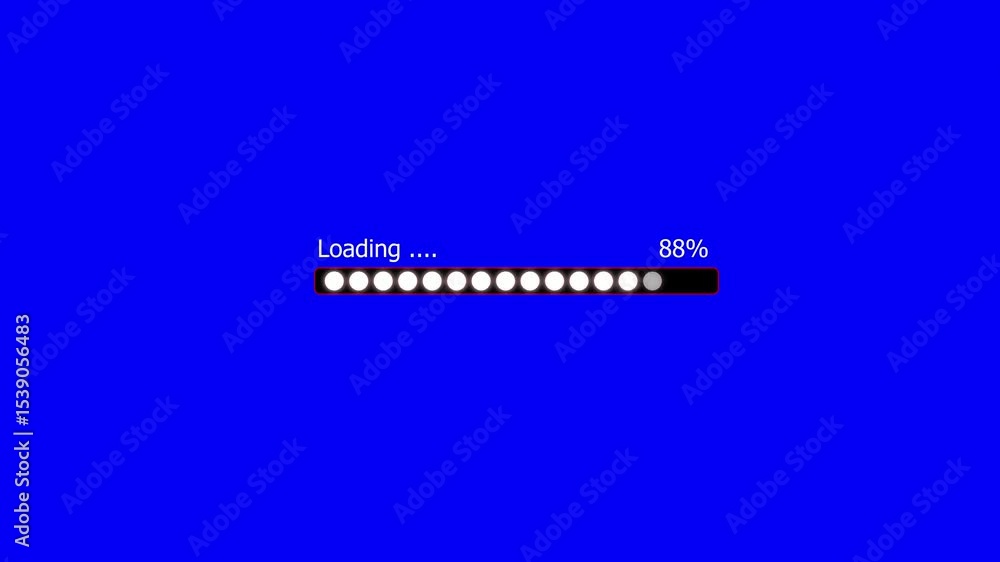 Poster loading bar complete progress display on blue background
