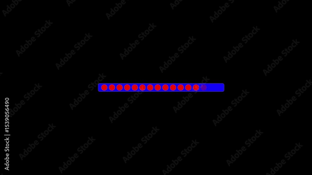 Poster loading red dots progress bar on black background