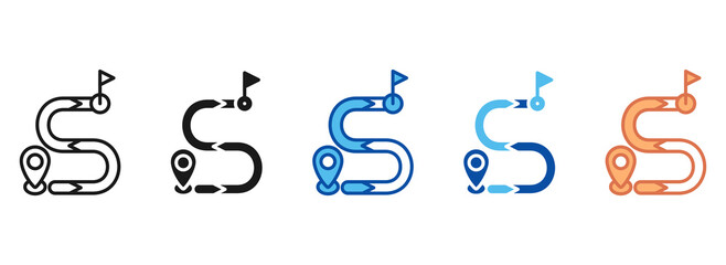 Roadmap Icon Set Multiple Style Collection