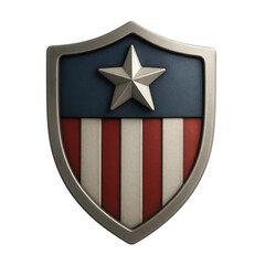 3d icon shield design in plastic style with a star and red, white, and blue color scheme representing patriotism and strength