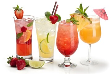 Cold fresh lemonade isolated on white