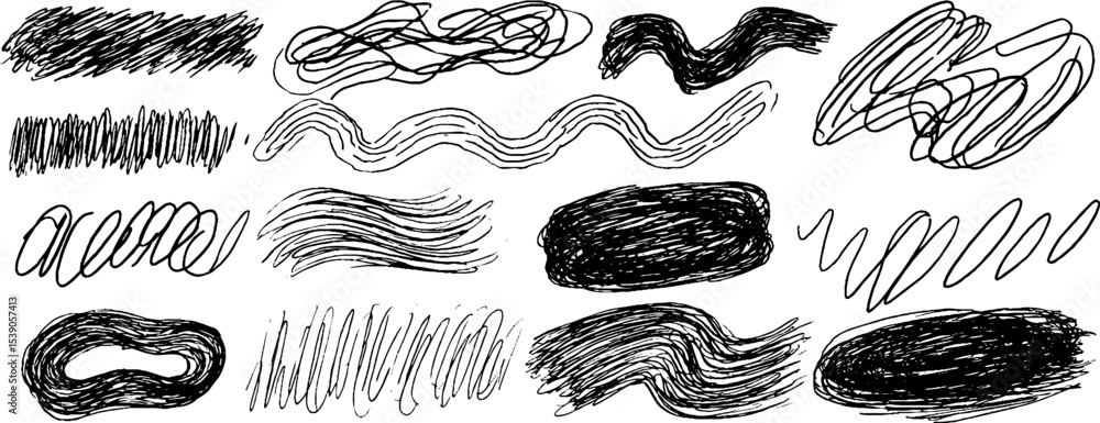 Poster collection of twelve abstract flow shapes concept for artistic design