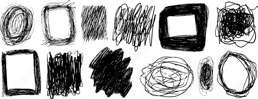 Poster hand drawn abstract frame collection for artistic design projects