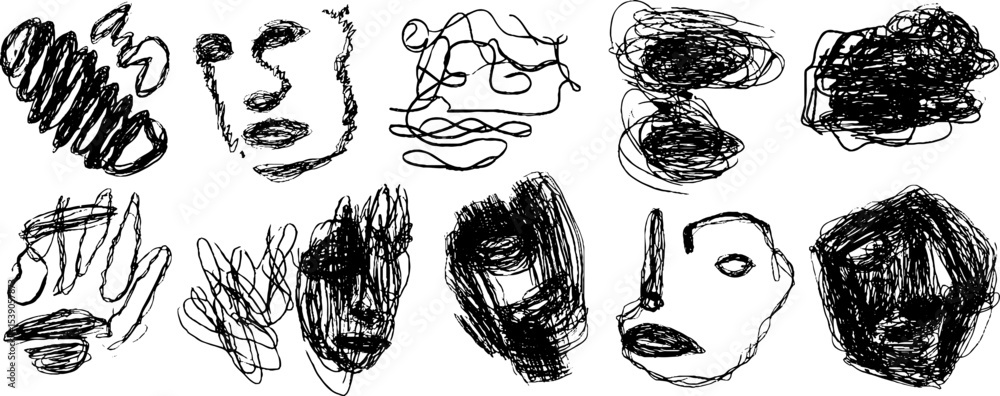 Poster bold abstract figures collection for modern art and design concepts