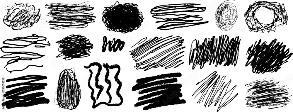 Poster abstract expression with twelve clustered scribbled layers for creative design projects