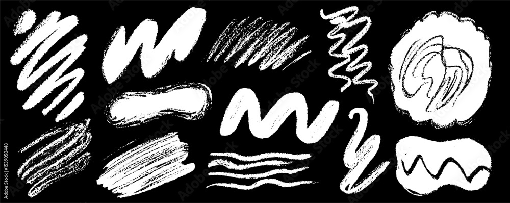 Poster artistic collection of twelve distorted wave marks for creative design projects
