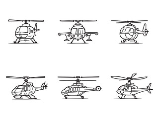 Simple Helicopter Line Drawings