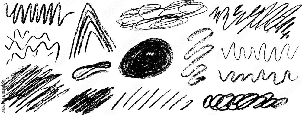 Poster creative collection of twelve fluid hand drawn line forms for artistic design projects