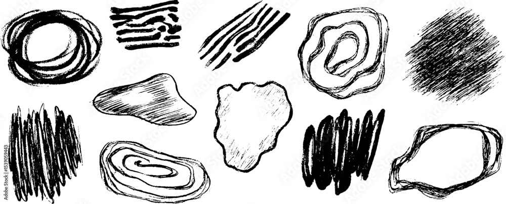 Poster abstract collection of twelve irregular outline forms