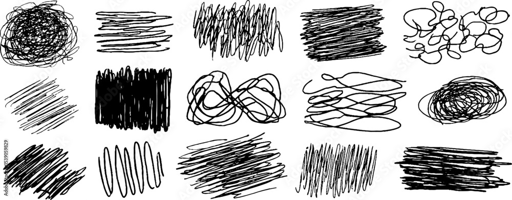 Poster abstract hand drawn scribbles and patterns collection for creative design