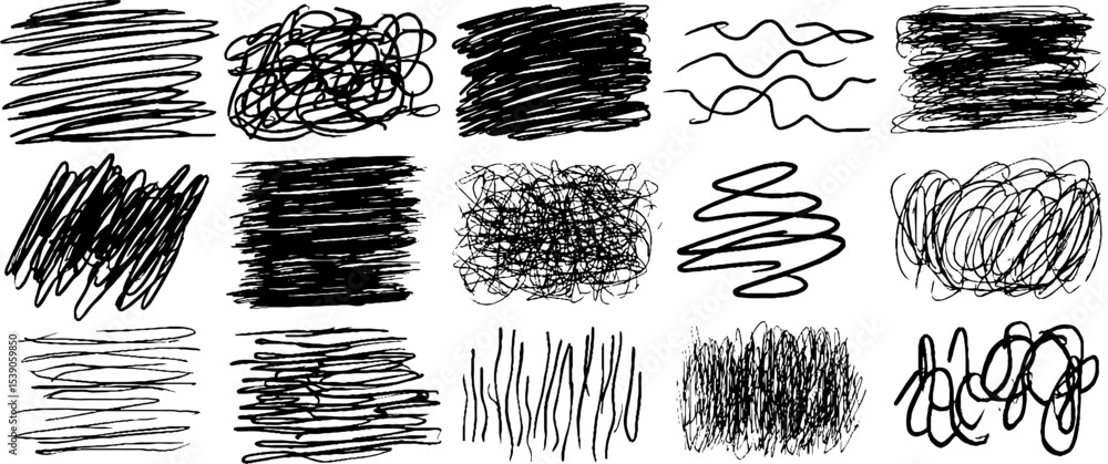 Aufkleber abstract collection of twelve noise-based sketch patterns for creative background design