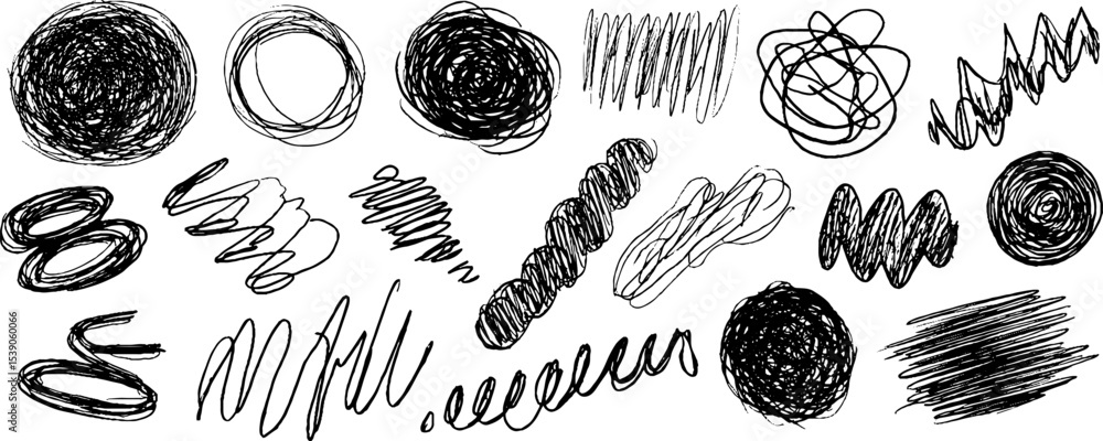Poster Creative collection of twelve repeating scribble patterns for artistic designs