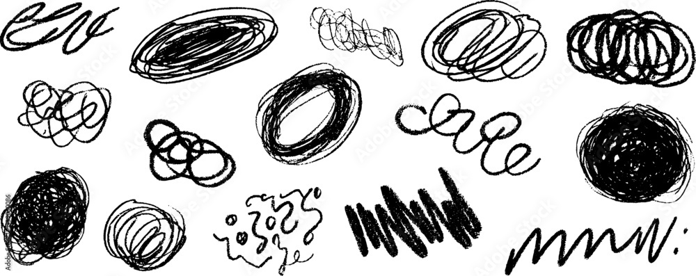 Aufkleber abstract artistic scribble collection featuring repetitive hand-drawn patterns for creative design