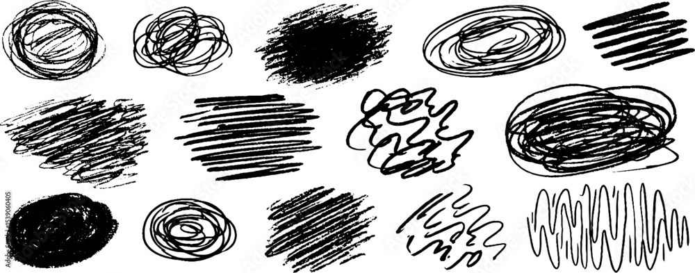 Poster abstract expressionism with twelve unique scratchy marks for creative design