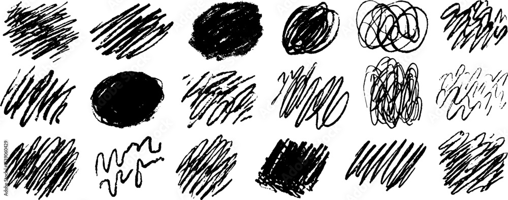 Poster hand drawn scratch patterns collection for artistic design and textures