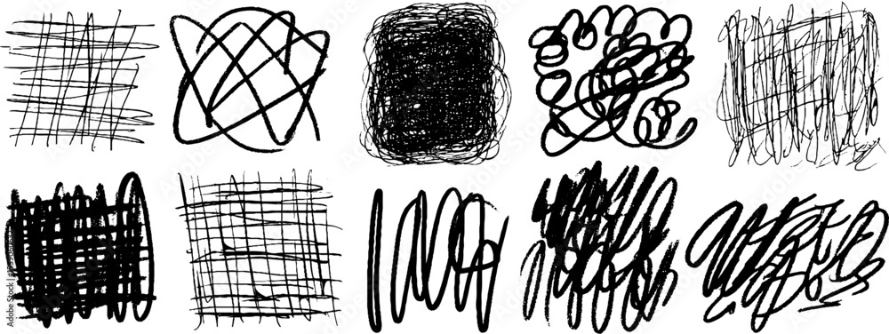 Aufkleber artistic collection of twelve hand drawn scribbled mesh grids for creative design