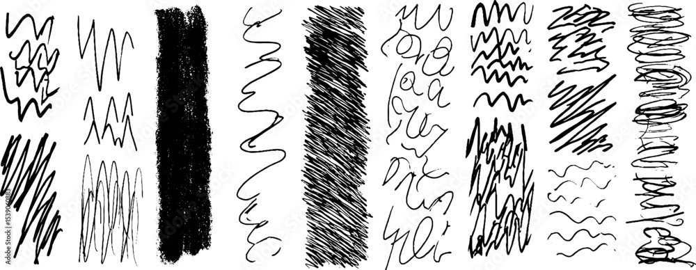 Poster diverse collection of twelve seamless hand drawn pattern elements for creative design projects