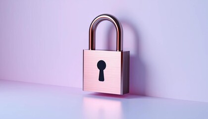 Sleek metallic padlock on minimalist background, symbolizing digital security,   cyber security,   metal padlock
