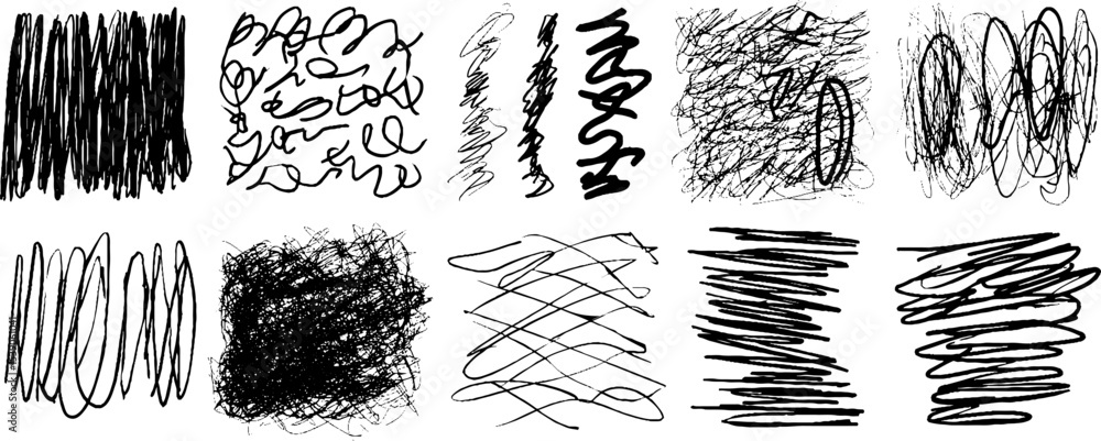 Aufkleber set of twelve hand-drawn sketchy background patterns for creative design