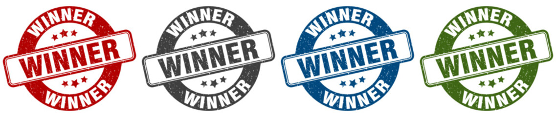winner stamp. winner round stamp set isolated on white background