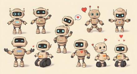 Friendly Robot Characters Collection 