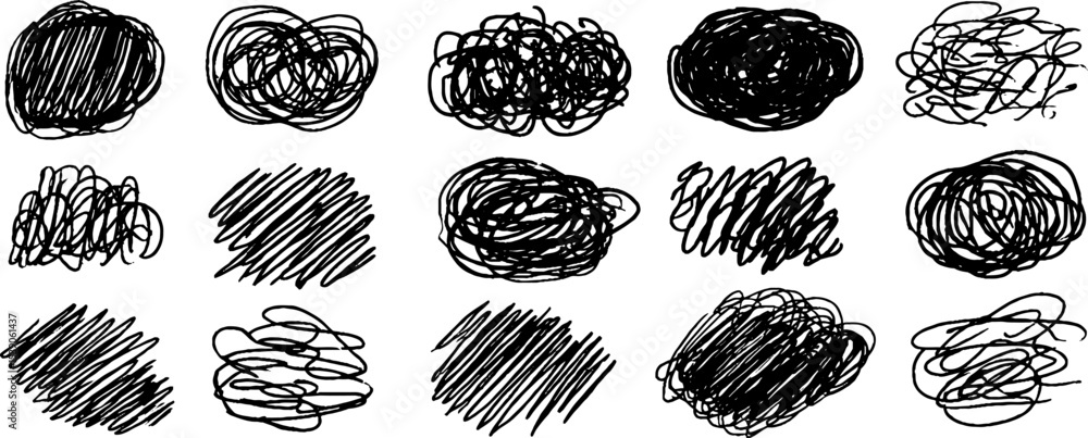 Poster hand drawn abstract collection of tangled lines for creative design projects