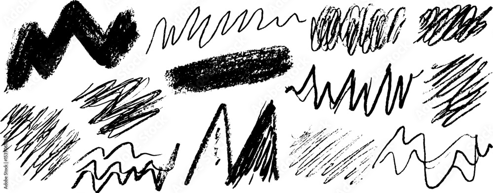 Poster hand drawn zigzag elements collection for creative design projects