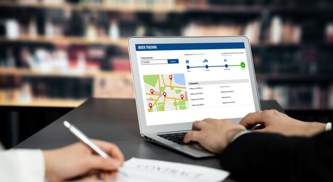 Delivery tracking system for e-commerce and brisk online business to timely goods transportation and delivery