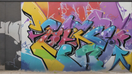 Colorful Urban Graffiti Wall with Abstract Street Art Design