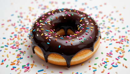 Delicious Chocolate Donut with Sprinkles .