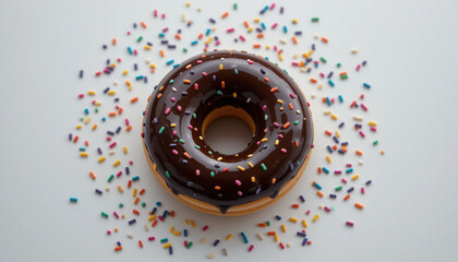 Chocolate Glazed Donut with Sprinkles: Dessert Photography .