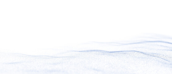 Digital dynamic wave of particles and lines. Abstract white futuristic background. Big data visualization. 3D rendering.