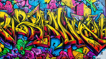 Obraz premium Colorful Urban Graffiti Wall with Abstract Street Art Design
