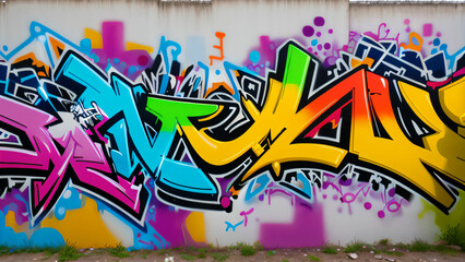 Colorful Urban Graffiti Wall with Abstract Street Art Design