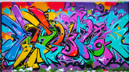Obraz premium Colorful Urban Graffiti Wall with Abstract Street Art Design