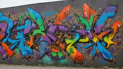 Colorful Urban Graffiti Wall with Abstract Street Art Design