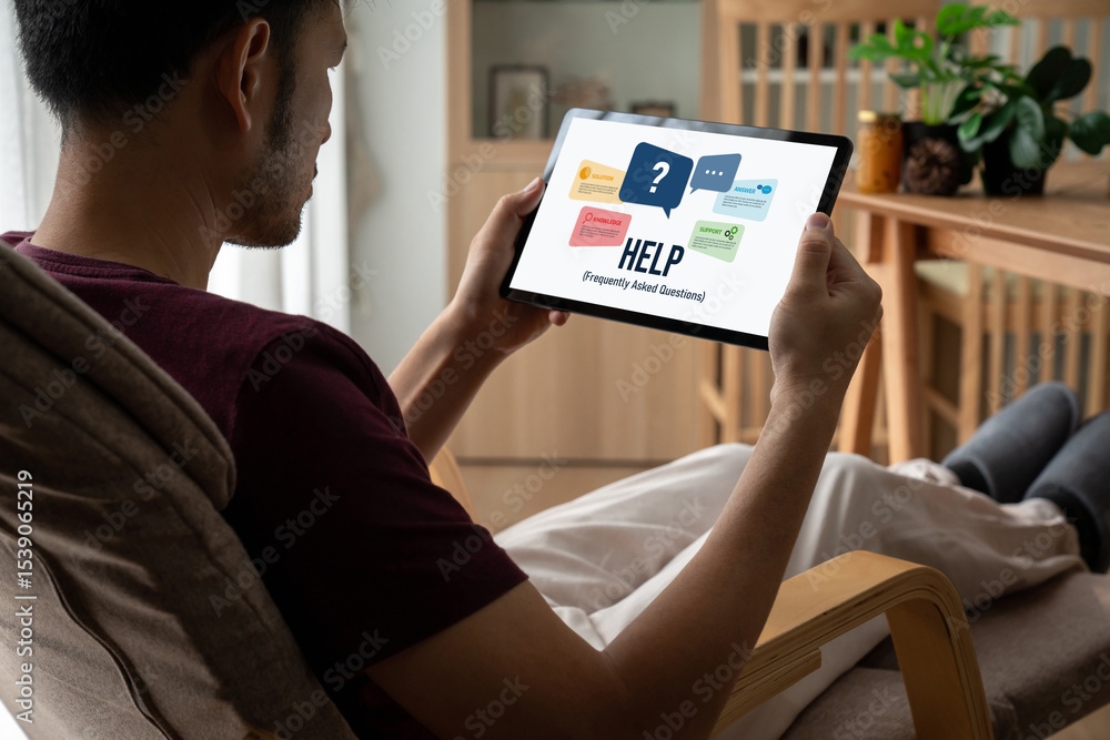 Poster help screen on the website provide answer to faq frequently asked question snugly with knowledge inf