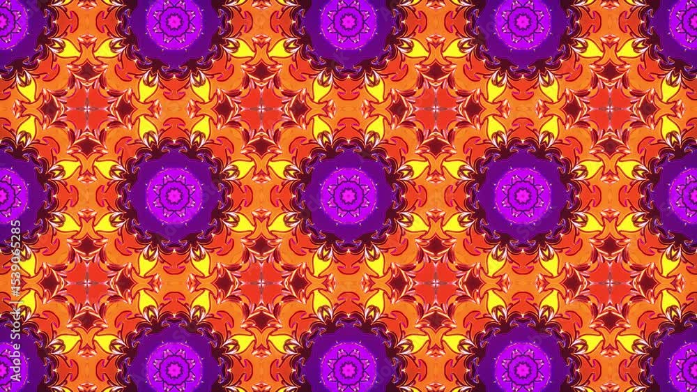 Poster abstract animation of colorful kaleidoscopic geometric pattern. kaleidoscopic background design. hyp