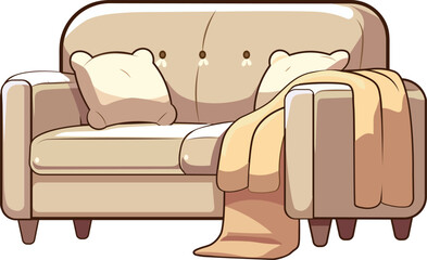 Sofa with a blanket for a cozy rest