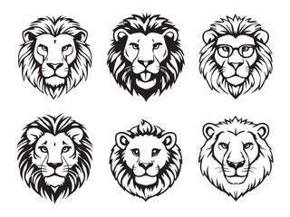 Lion Simple Line Drawing Vector