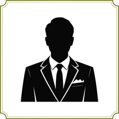 Black Silhouette Man Suit Gold Border Vector Graphic