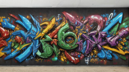 Colorful Urban Graffiti Wall with Abstract Street Art Design