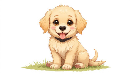 Golden Retriever Puppy: A Delightful Cartoon .