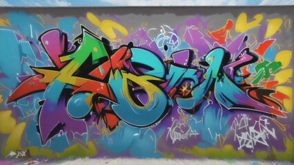 Colorful Urban Graffiti Wall with Abstract Street Art Design