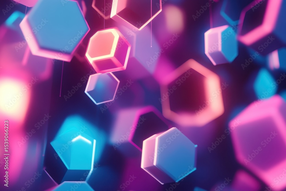 Poster modern geometric background with colorful hexagon shapes creating a vibrant visual experience, moder